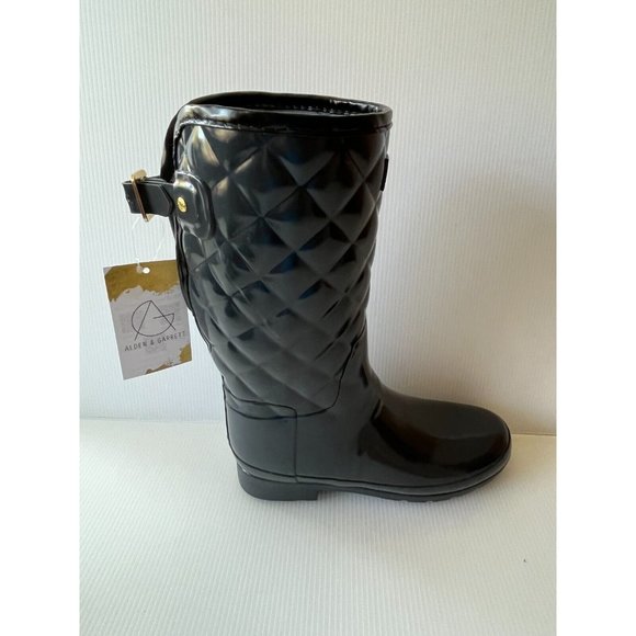 Hunter Dark Gray Rubber Quilter Knee-High Rain Boots, Size 8 - Picture 2 of 11